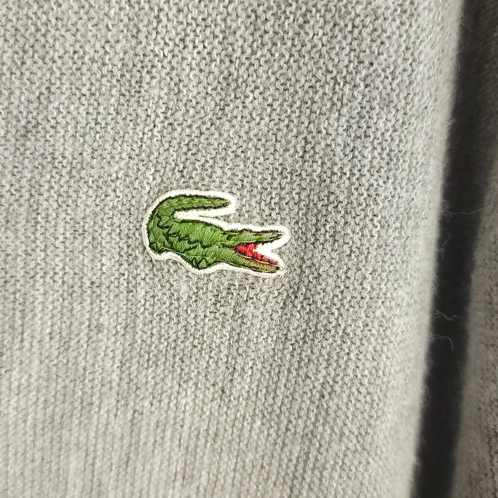 Vtg Izod Lacoste Cardigan Sweater Men's Large Gray Grandpa Grunge Geek USA - Picture 3 of 10